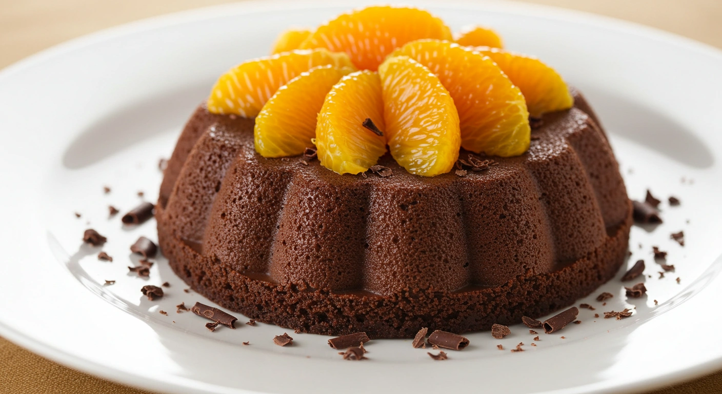 Gourmet Dessert: Dark Chocolate Explosion with Fresh Orange - tertiary view